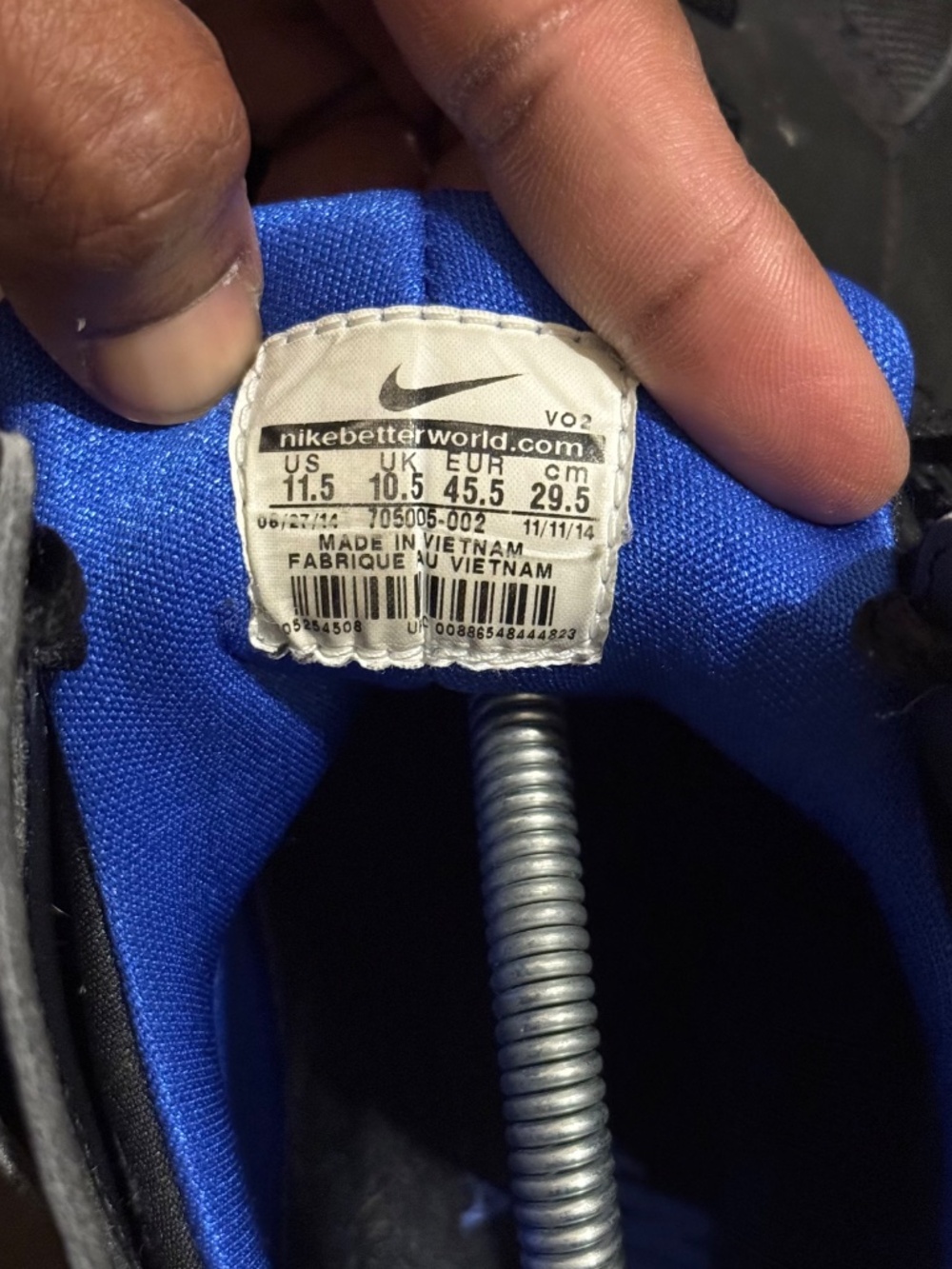 Nike Air Flight Huarache PRM QS 2014 OG Size 11.5 Black Lyon Blue 705005 002 OG - Picture 9 of 9
